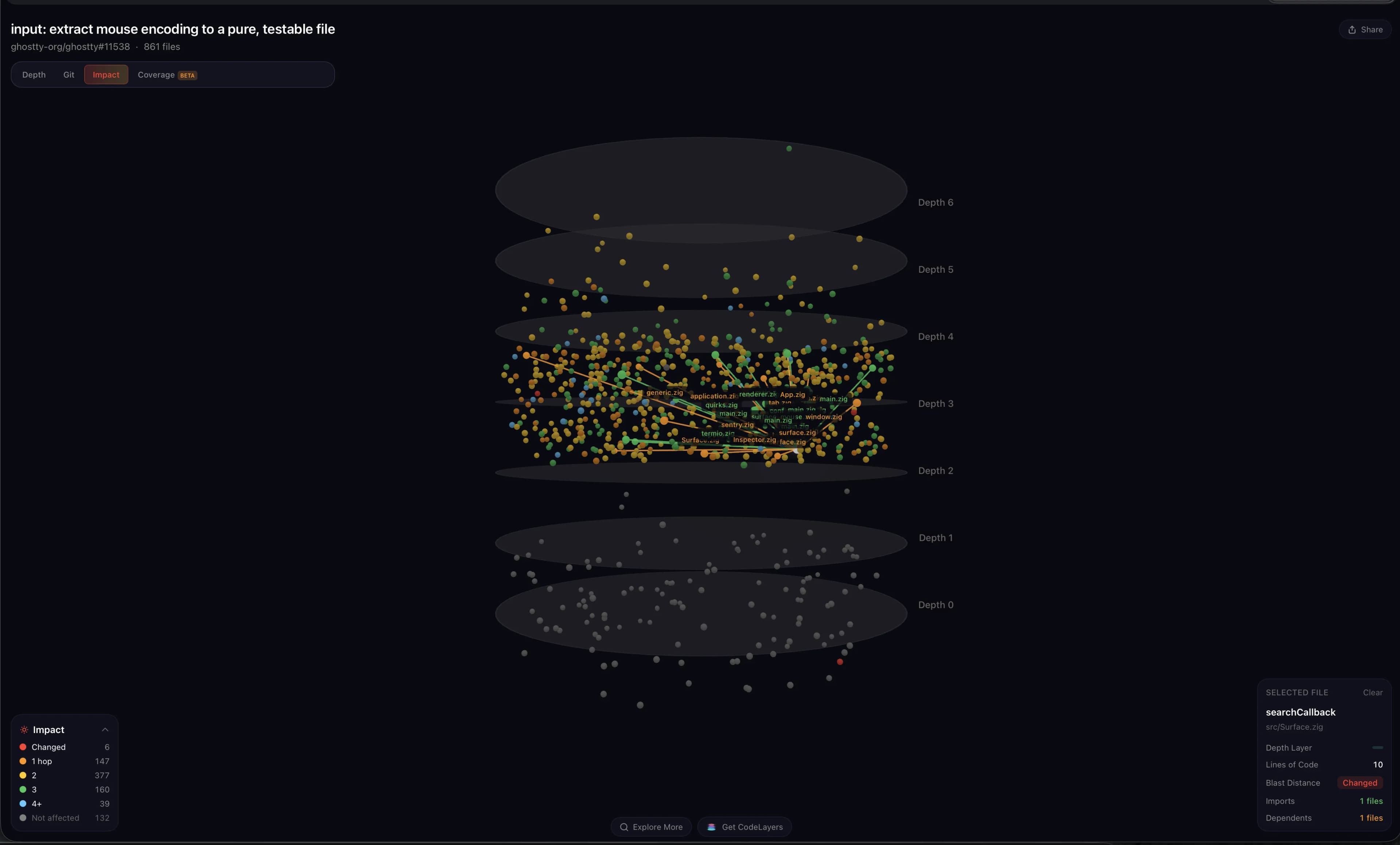 Zoomed in on Surface.zig with selected file panel showing imports and dependents