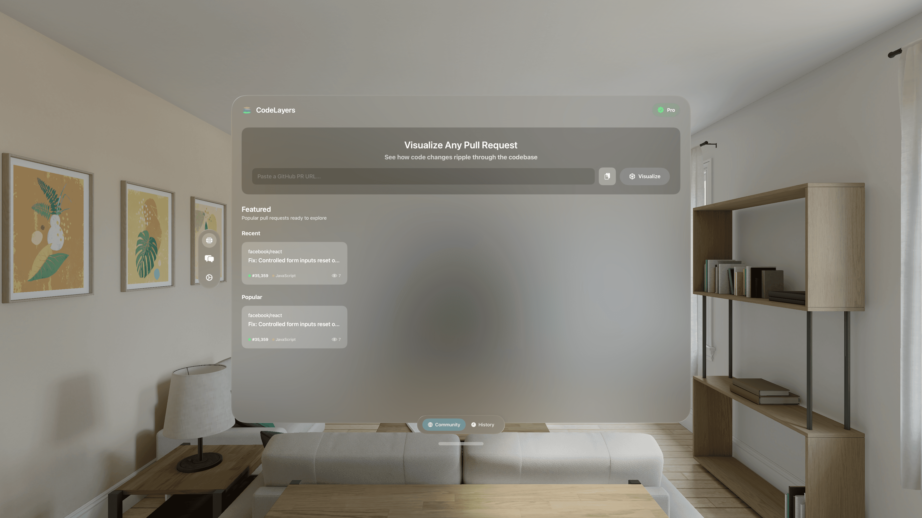 The Explore tab with PR input and Featured repositories